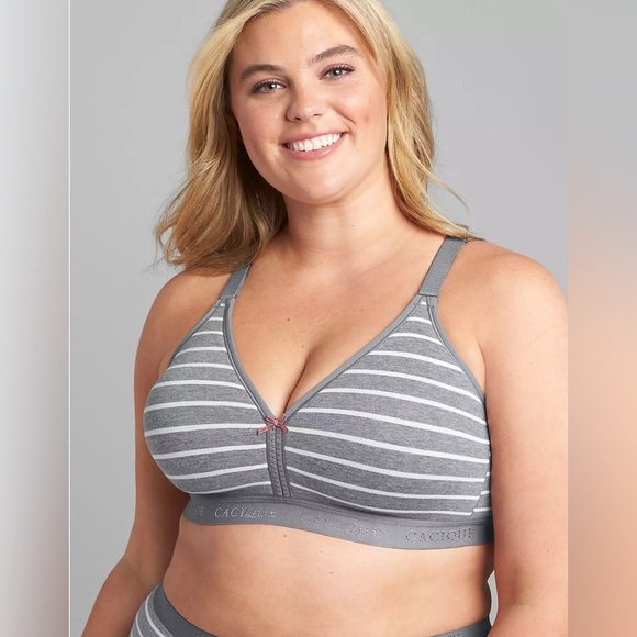 Cacique | Lightly lined No Wire striped full coverage bra Women size 42DDD lace - Picture 1 of 7